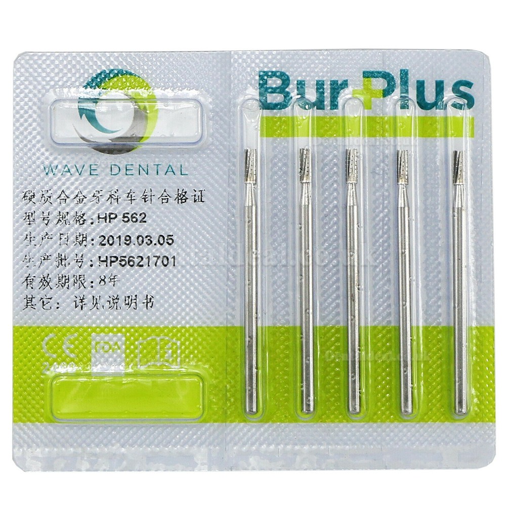 5Packs Wave Dental Low Speed Straight Flat End Crosscut Carbide Burs HP 555 556 560 563